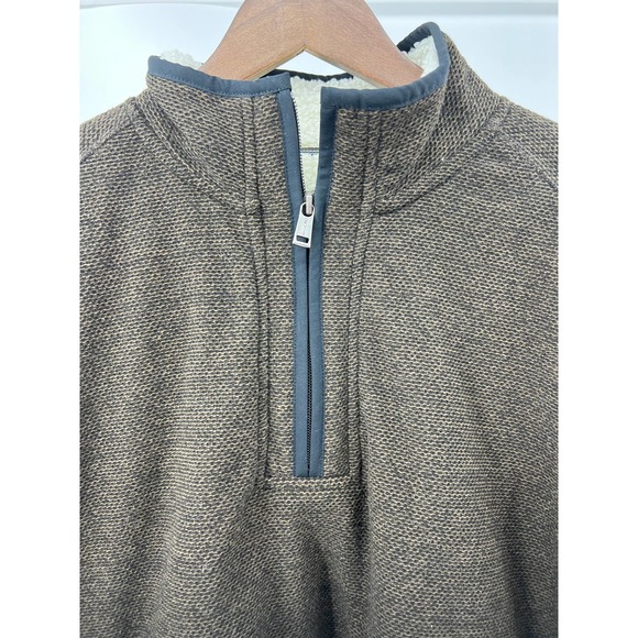 Orvis Fleece Pullover Jacket Sherpa Lined Beige Brown Men's Size Large - Picture 6 of 6